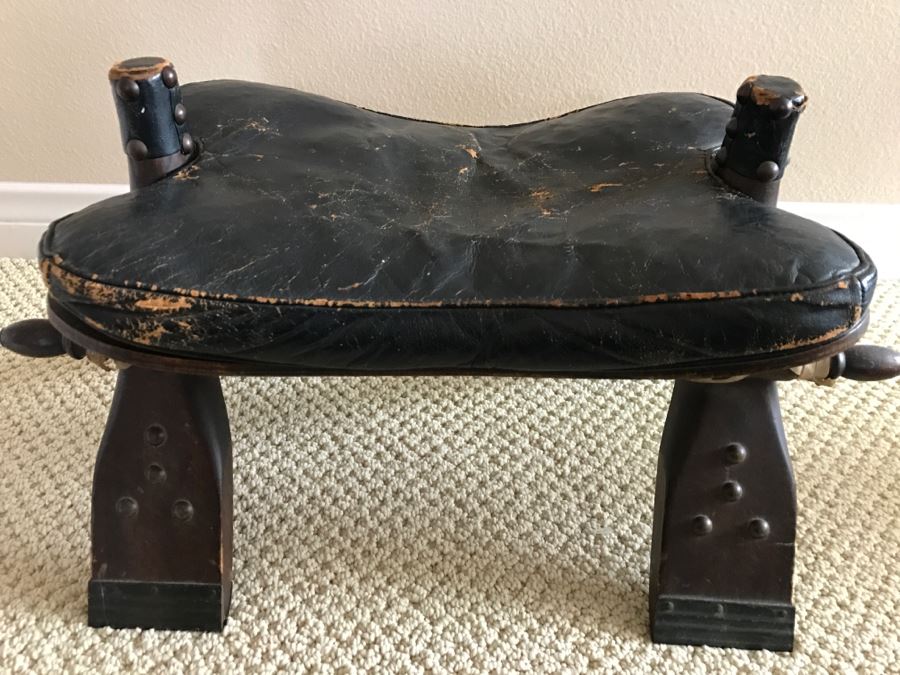 Vintage Rustic Camel Saddle Shape Stool [Photo 7]