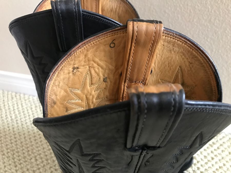 Tony Lama Black Cowboy Boots Style 6212 Size 8D [Photo 3]