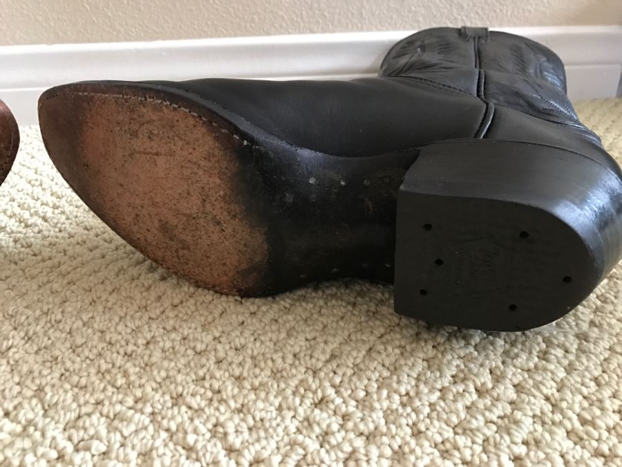 Tony Lama Black Cowboy Boots Style 6212 Size 8D [Photo 6]