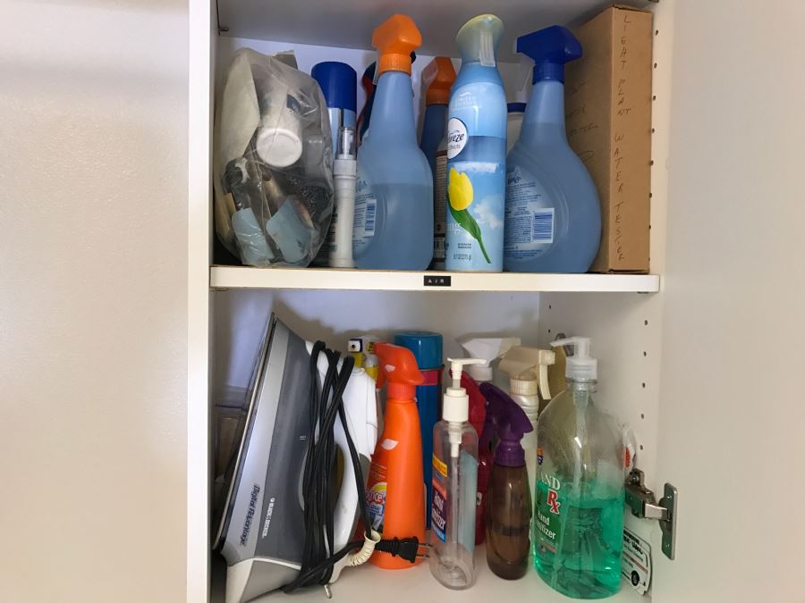 Cleaning Supplies Lot With Iron