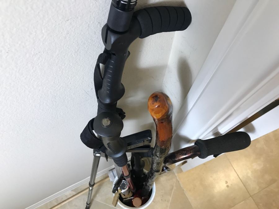 Blue & White Porcelain Umbrella Stand With Canes And Umbrellas [Photo 4]