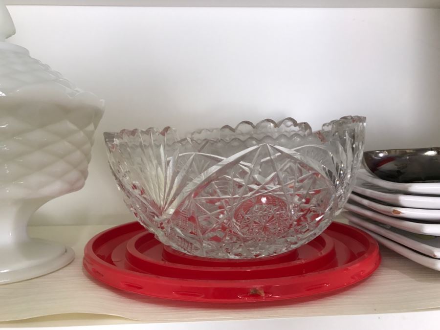 Kitchen Lot Featuring Vintage Milk Glass, Stemware, Japanese Tiles, Italian Plates And More [Photo 11]