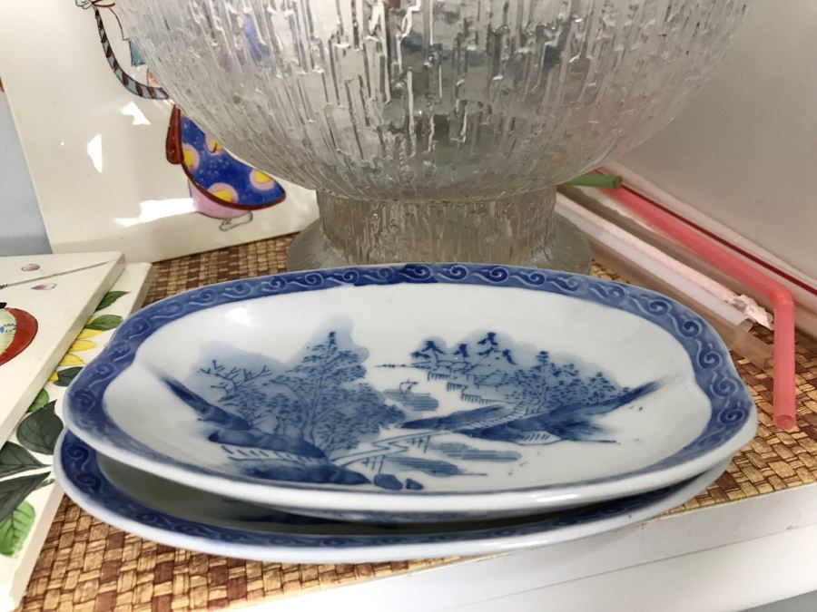 Kitchen Lot Featuring Vintage Milk Glass, Stemware, Japanese Tiles, Italian Plates And More [Photo 4]