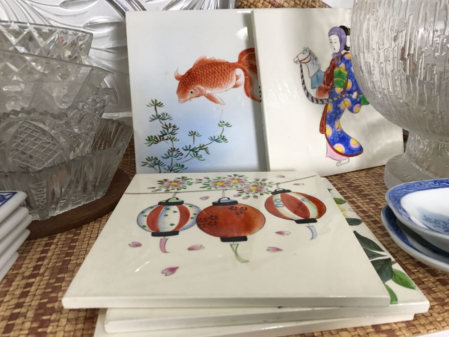 Kitchen Lot Featuring Vintage Milk Glass, Stemware, Japanese Tiles, Italian Plates And More [Photo 6]
