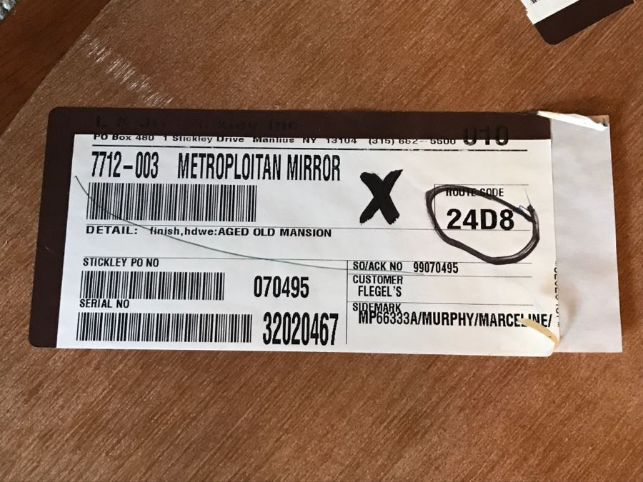 Stickley Furniture Round Wooden Metroploitan Wall Beveled Glass Mirror Aged Old Mansion Finish [Photo 3]