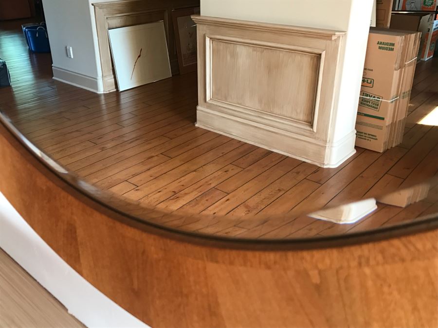 Stickley Furniture Round Wooden Metroploitan Wall Beveled Glass Mirror Aged Old Mansion Finish [Photo 6]