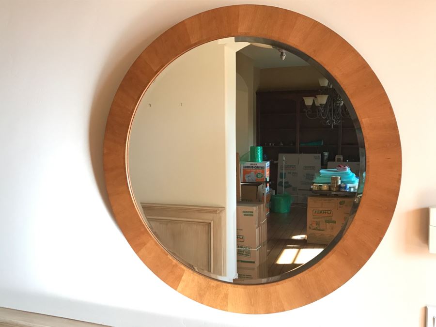 Stickley Furniture Round Wooden Metroploitan Wall Beveled Glass Mirror Aged Old Mansion Finish [Photo 11]
