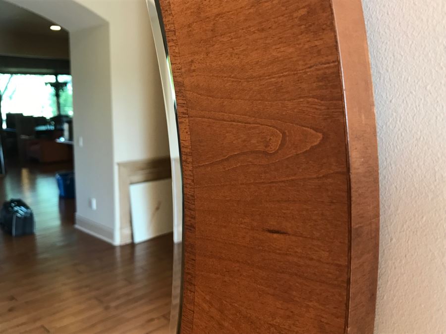 Stickley Furniture Round Wooden Metroploitan Wall Beveled Glass Mirror Aged Old Mansion Finish [Photo 4]