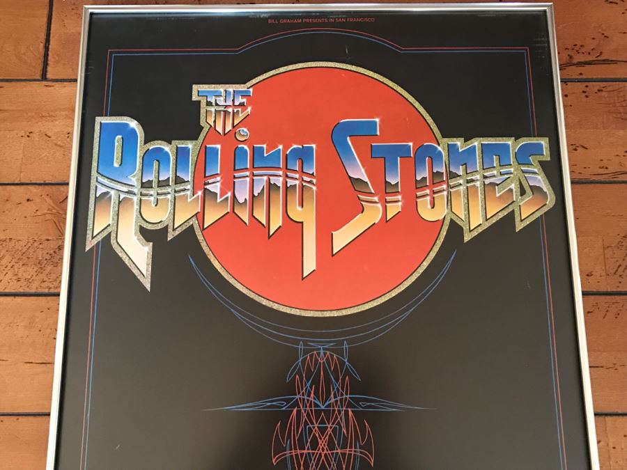 Vintage Framed Rock & Roll Poster The Rolling Stones Cow Palace Bill Graham Presents In San Francisco Design By R. Tuten Mouse Kelley [Photo 2]