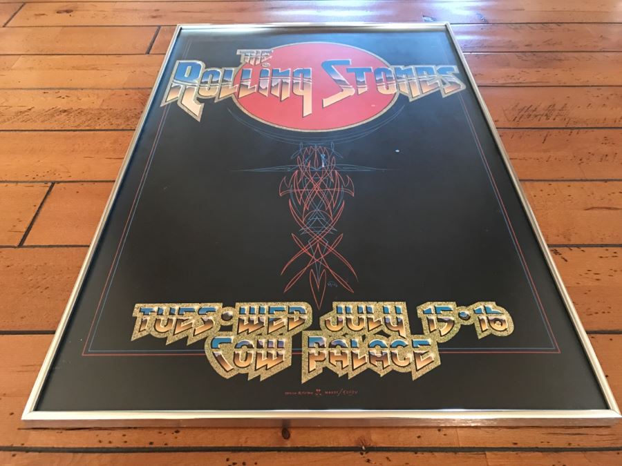 Vintage Framed Rock & Roll Poster The Rolling Stones Cow Palace Bill Graham Presents In San Francisco Design By R. Tuten Mouse Kelley [Photo 12]