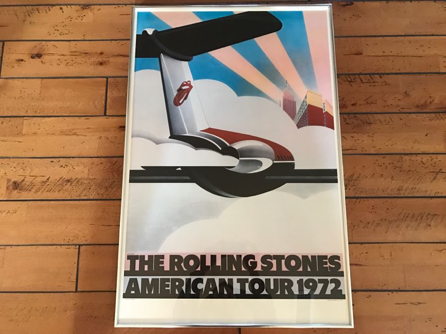 Vintage Framed Rock & Roll Poster The Rolling Stones American Tour 1972 Art By John Pashe Production By Chipmonck Sunday Promotions Inc.