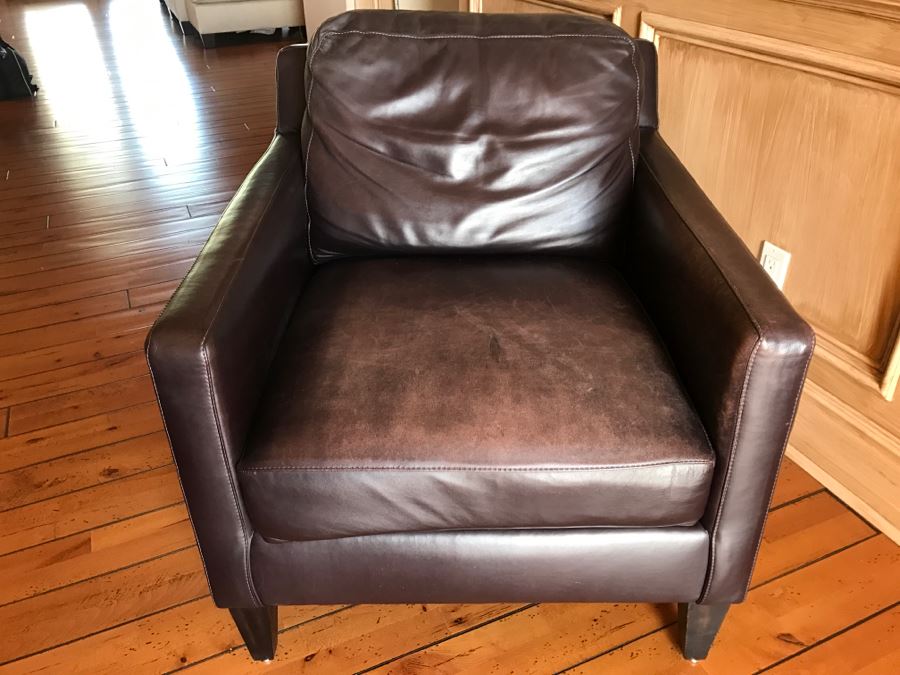 Stickley Furniture Leather Armchair With Matching Ottoman [Photo 9]