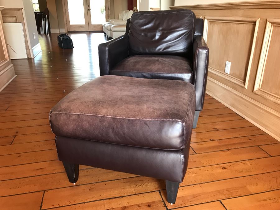 Stickley Furniture Leather Armchair With Matching Ottoman [Photo 4]