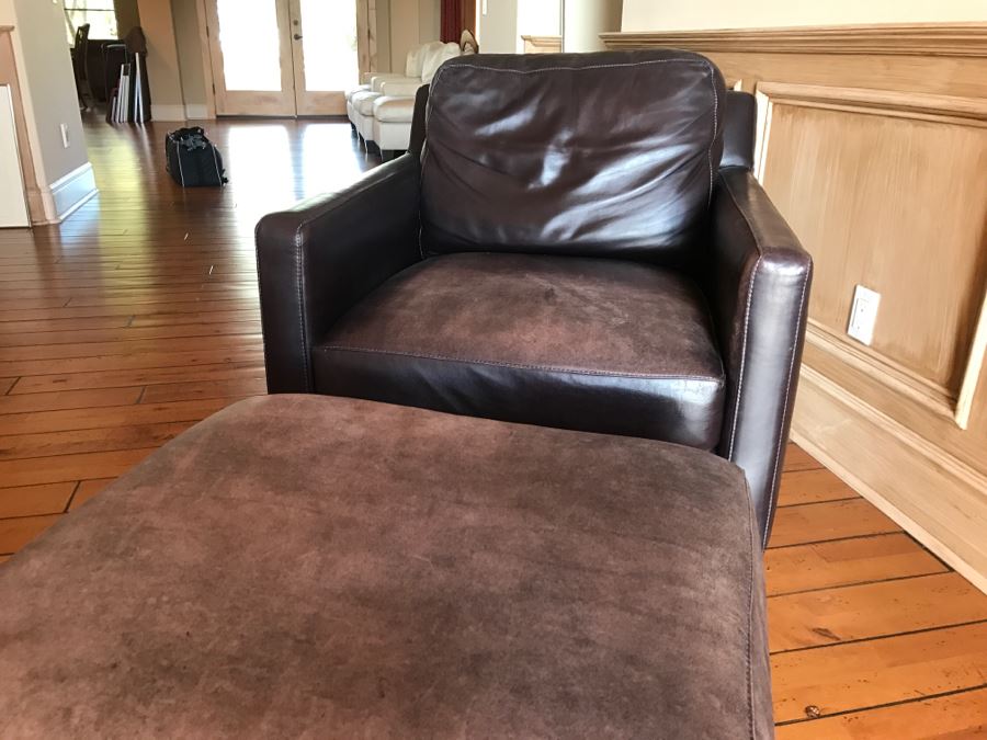 Stickley Furniture Leather Armchair With Matching Ottoman [Photo 8]