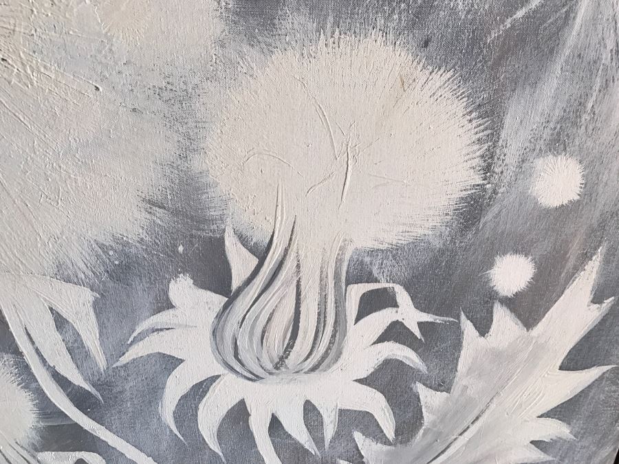 Vintage 1969 Vanguard Studios Bevelry Hills Painting Of Dandelion Flowers On Canvas Signed [Photo 5]