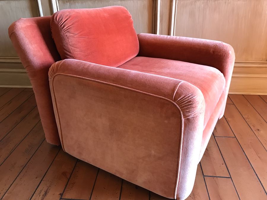 Stylish Modern Upholstered Armchair Salmon Color [Photo 3]