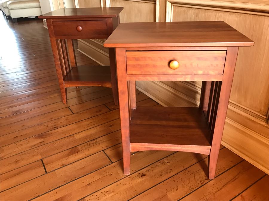 Pair Of Ethan Allen Mission Style Nightstands Side Tables [Photo 15]