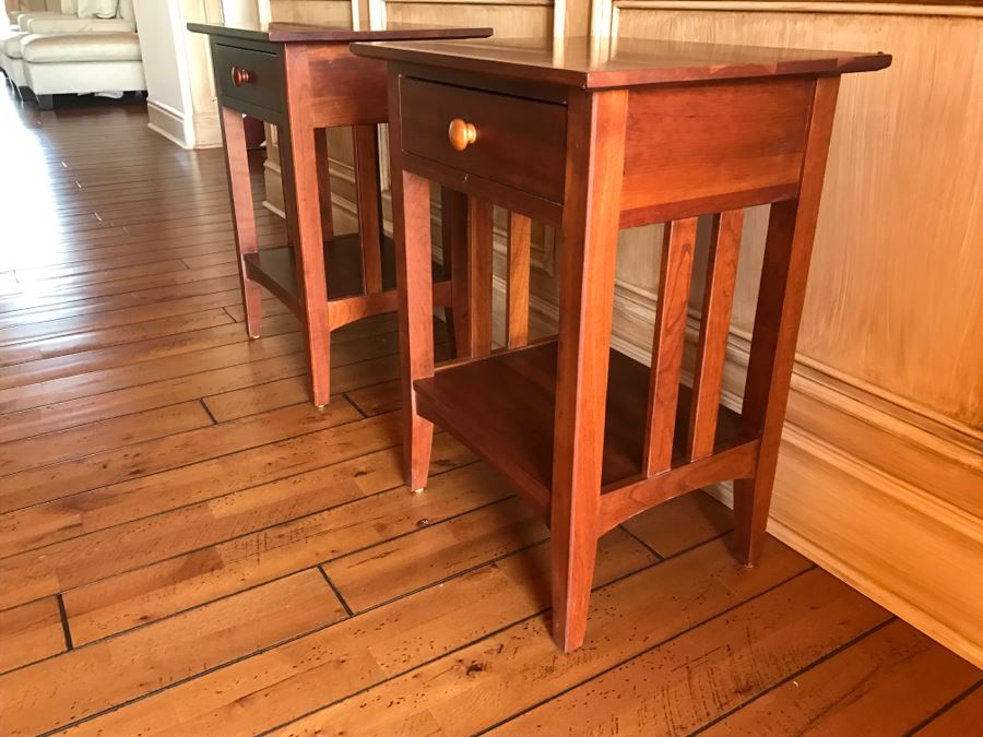 Pair Of Ethan Allen Mission Style Nightstands Side Tables [Photo 11]