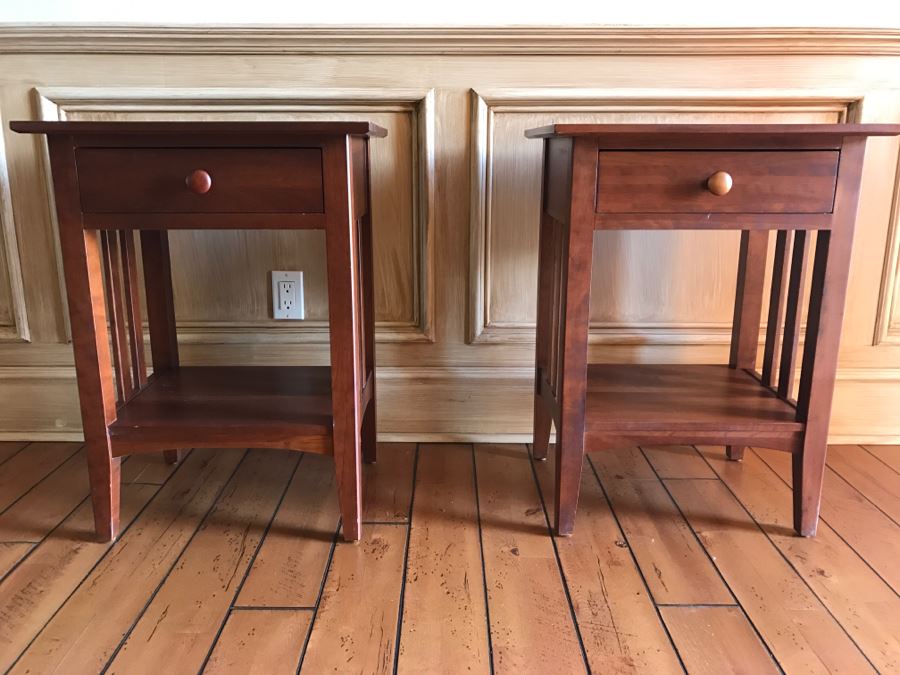 Pair Of Ethan Allen Mission Style Nightstands Side Tables