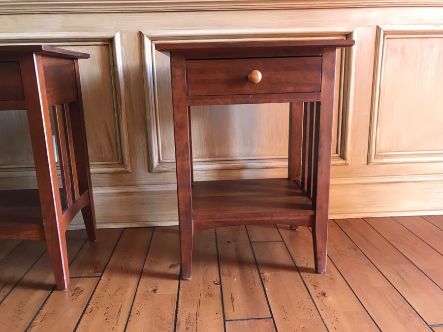 Pair Of Ethan Allen Mission Style Nightstands Side Tables [Photo 4]