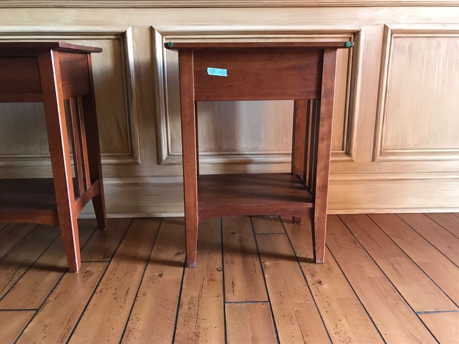 Pair Of Ethan Allen Mission Style Nightstands Side Tables [Photo 14]