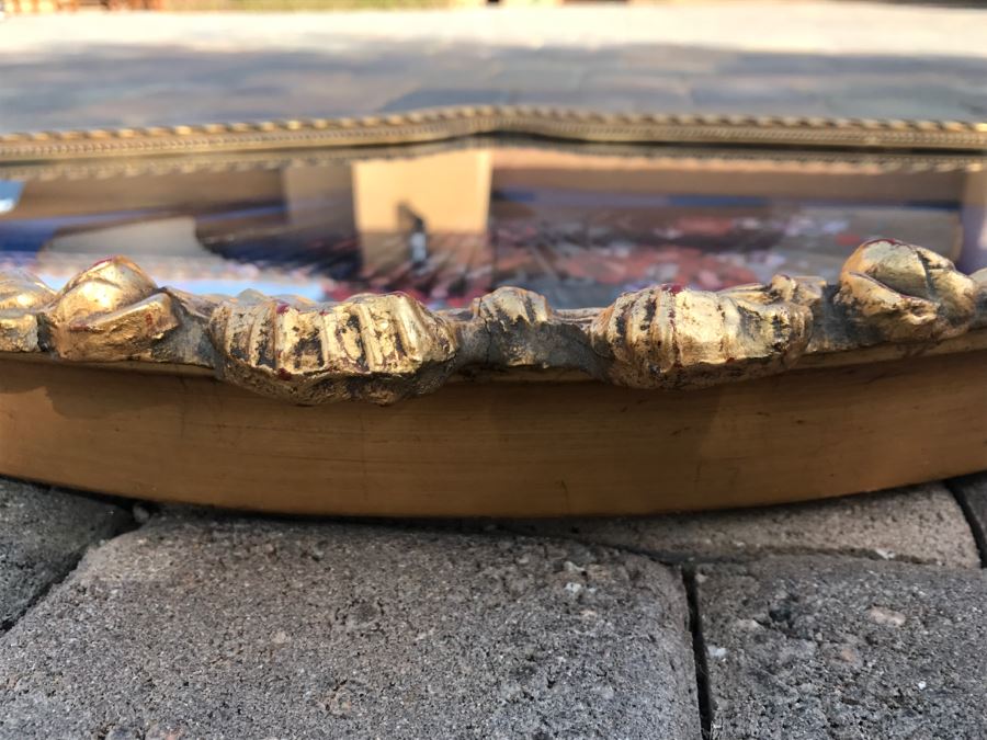 Hand Painted Asian Fan In Stunning Gilt Shadow Box Frame [Photo 12]