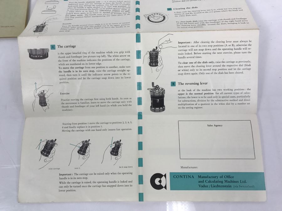 RARE CURTA Type I Mechanical Calculator With Metal Case And Manuals By Contina Ltd Mauren System Curt Herzstark Made In Liechtenstein Custom Union With Switzerland No. 40868 Very Good Condition Estimate $1,600 [Photo 24]