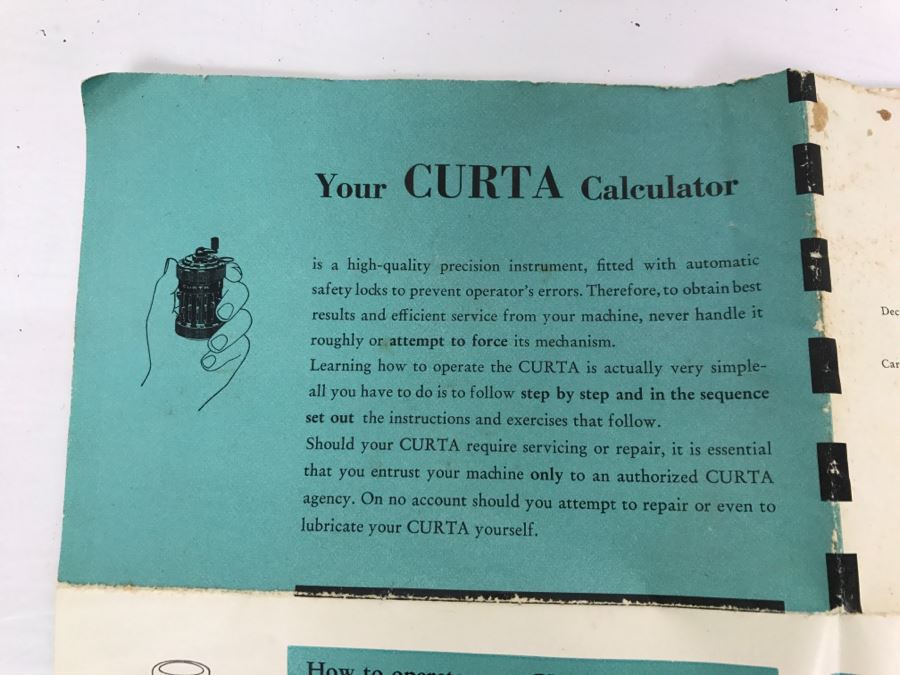 RARE CURTA Type I Mechanical Calculator With Metal Case And Manuals By Contina Ltd Mauren System Curt Herzstark Made In Liechtenstein Custom Union With Switzerland No. 40868 Very Good Condition Estimate $1,600 [Photo 21]