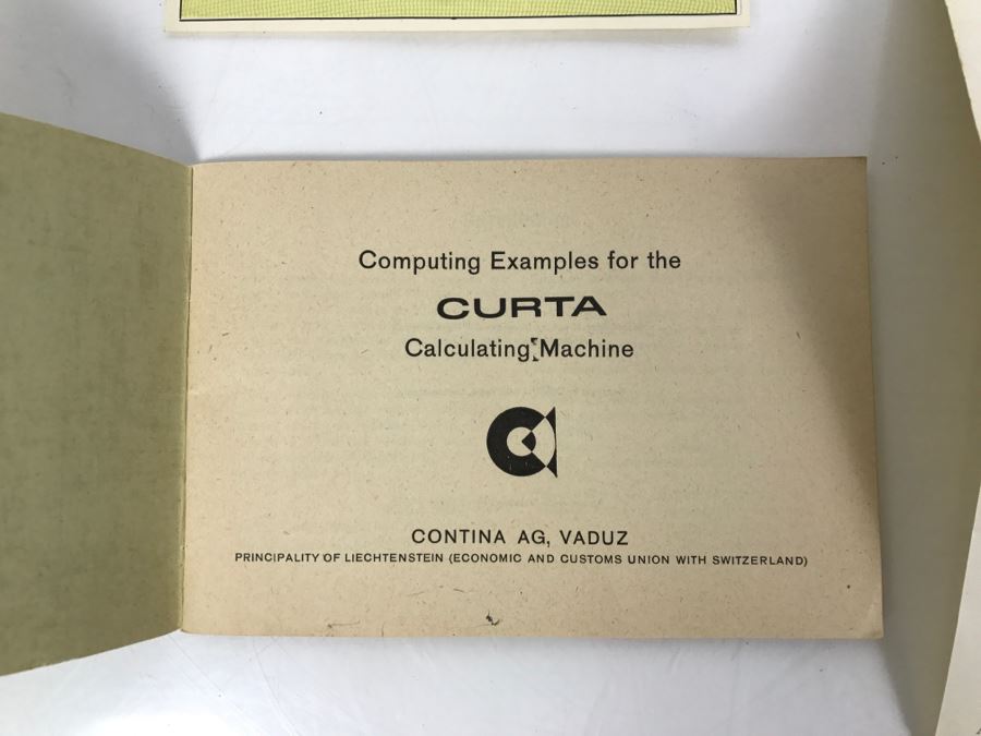 RARE CURTA Type I Mechanical Calculator With Metal Case And Manuals By Contina Ltd Mauren System Curt Herzstark Made In Liechtenstein Custom Union With Switzerland No. 40868 Very Good Condition Estimate $1,600 [Photo 30]