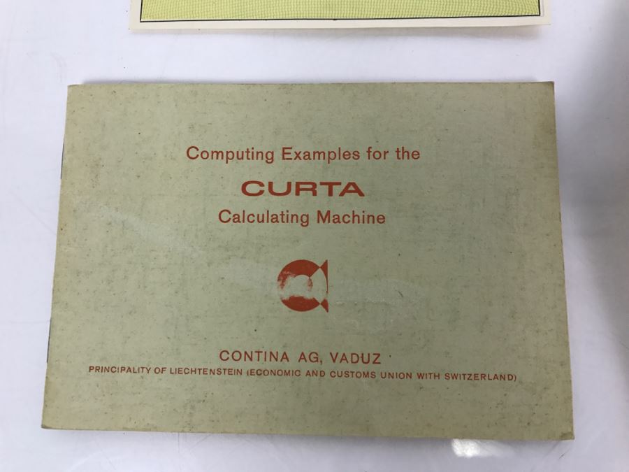 RARE CURTA Type I Mechanical Calculator With Metal Case And Manuals By Contina Ltd Mauren System Curt Herzstark Made In Liechtenstein Custom Union With Switzerland No. 40868 Very Good Condition Estimate $1,600 [Photo 29]