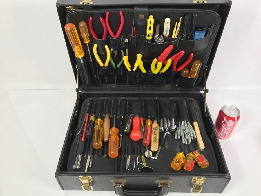 Jensen Tools And Alloys Tool Case Filled With Tools Including Screwdrives, Pliers, Wrenches - See All Photos To See Lower Compartment Tools - Kenneth S. Deffeyes Tools