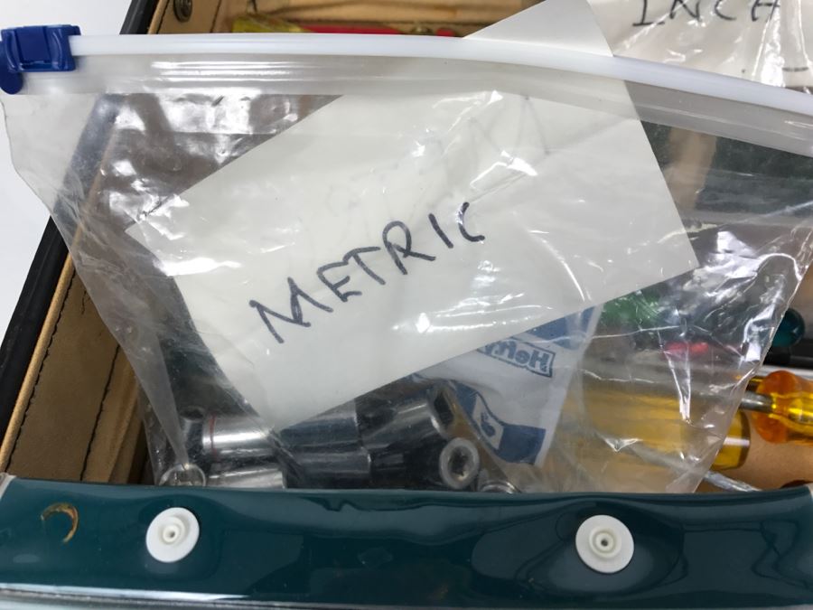 Briefcase Filled With Various Socket Sets Both Metric And U.S. Includes 2 Sets Of WIHA 39-Piece Security Bits-Collector Germany (Each Retails For $90) Shown In Front Of Briefcase - Kenneth S. Deffeyes Tools [Photo 9]