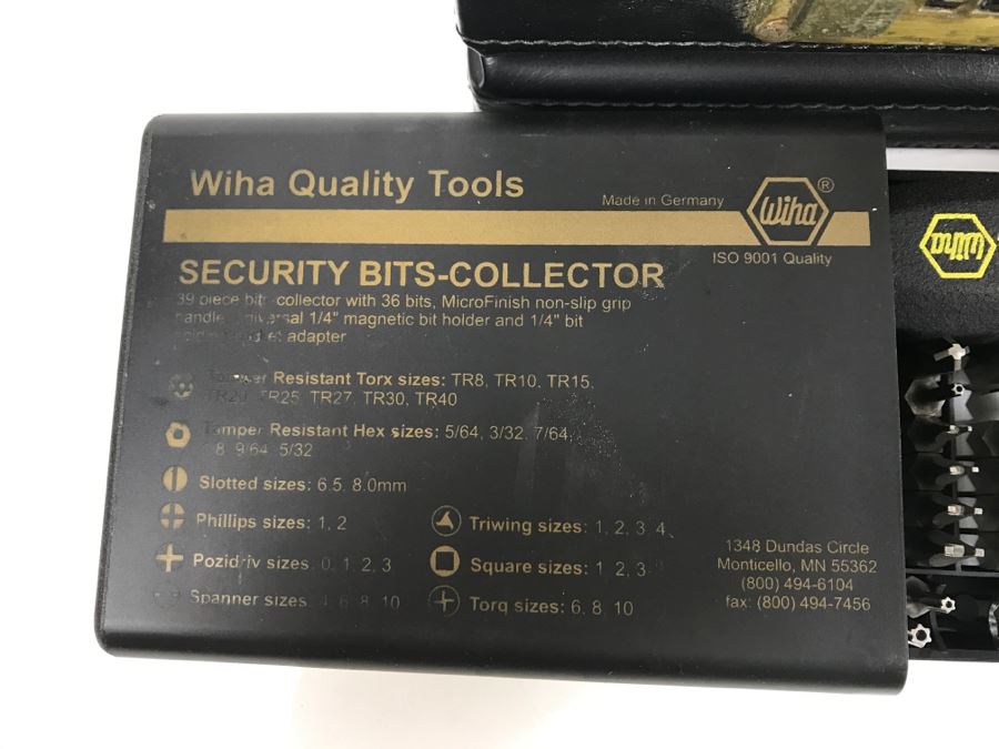 Briefcase Filled With Various Socket Sets Both Metric And U.S. Includes 2 Sets Of WIHA 39-Piece Security Bits-Collector Germany (Each Retails For $90) Shown In Front Of Briefcase - Kenneth S. Deffeyes Tools [Photo 3]