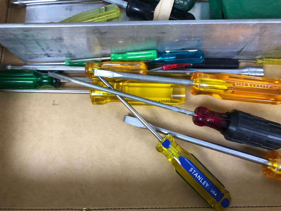 Briefcase Filled With Various Socket Sets Both Metric And U.S. Includes 2 Sets Of WIHA 39-Piece Security Bits-Collector Germany (Each Retails For $90) Shown In Front Of Briefcase - Kenneth S. Deffeyes Tools [Photo 12]