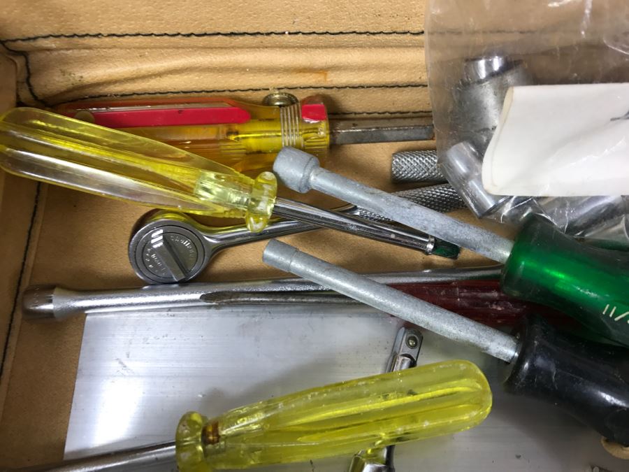 Briefcase Filled With Various Socket Sets Both Metric And U.S. Includes 2 Sets Of WIHA 39-Piece Security Bits-Collector Germany (Each Retails For $90) Shown In Front Of Briefcase - Kenneth S. Deffeyes Tools [Photo 15]