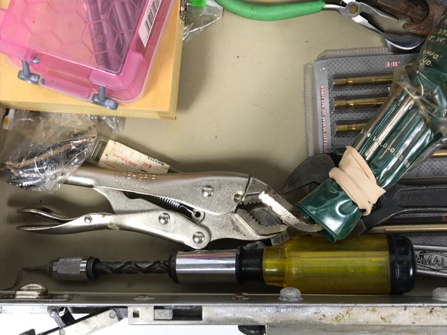 Briefcase Filled With Various Tools Including Small Drill Bits, Wrenches, Erem Swiss Made Cutters - See All Photos - Kenneth S. Deffeyes Tools [Photo 17]