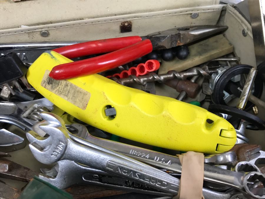 Briefcase Filled With Various Tools Including Small Drill Bits, Wrenches, Erem Swiss Made Cutters - See All Photos - Kenneth S. Deffeyes Tools [Photo 10]
