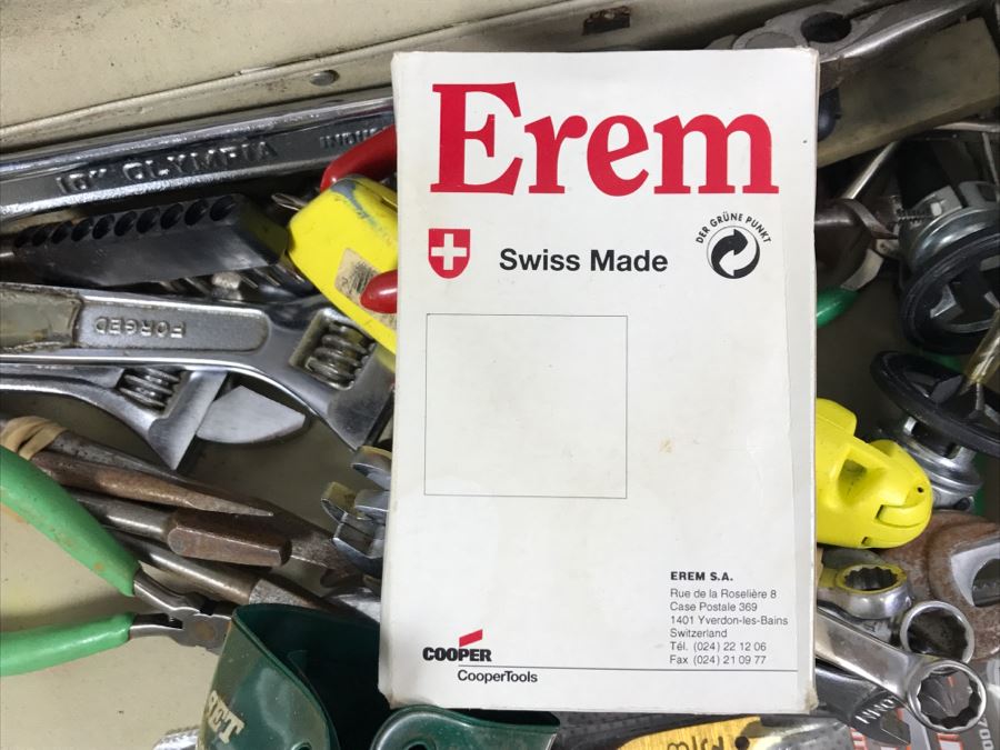 Briefcase Filled With Various Tools Including Small Drill Bits, Wrenches, Erem Swiss Made Cutters - See All Photos - Kenneth S. Deffeyes Tools [Photo 20]