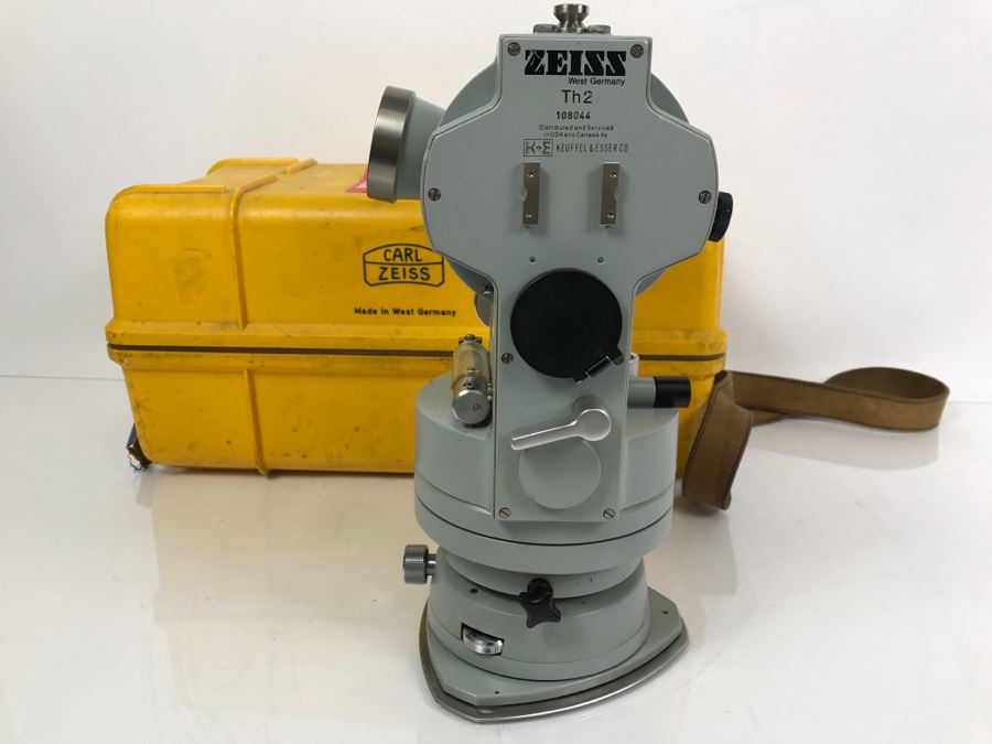 Carl Zeiss West Germany TH2 Theodolite No. 108044 With Yellow Case