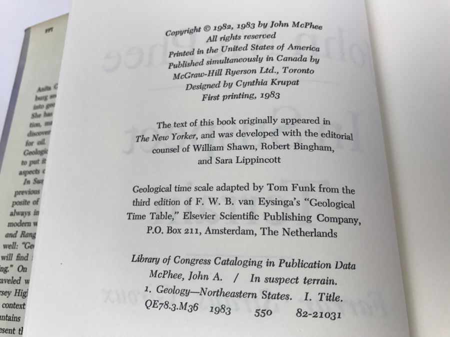 Hardcover Book 'In Suspect Terrain' First Printing 1983 Hand Signed And Personalized By John McPhee See Details [Photo 9]