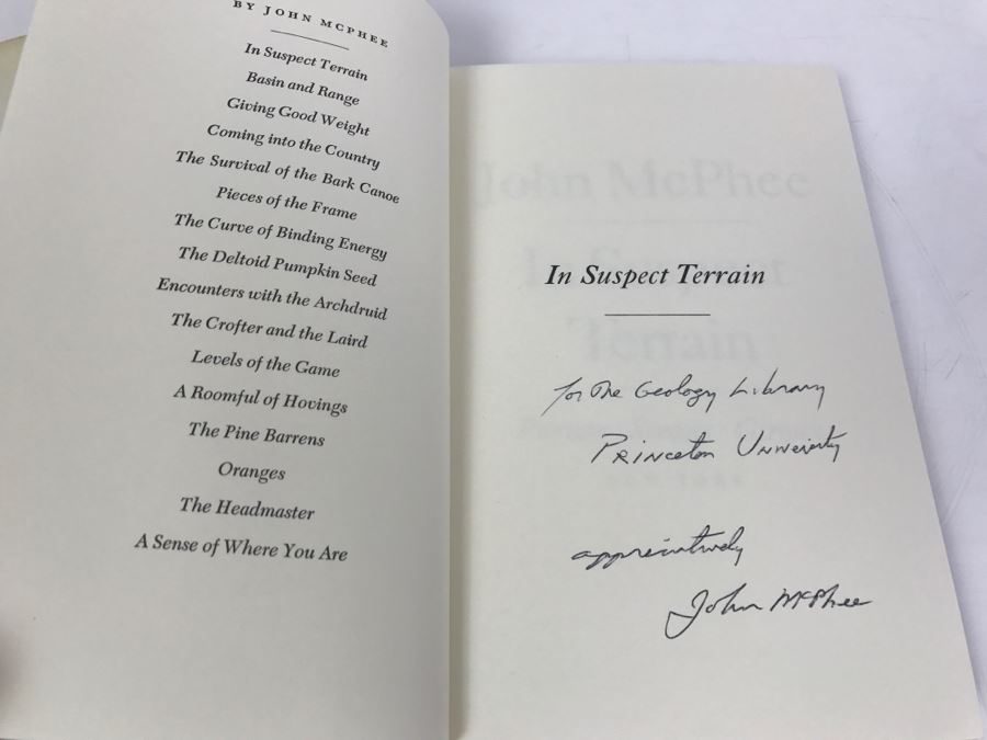 Hardcover Book 'In Suspect Terrain' First Printing 1983 Hand Signed And Personalized By John McPhee See Details [Photo 6]