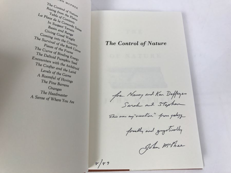 Hardcover Book 'The Control Of Nature' Handsigned And Personalized By John McPhee First Edition 1989 See Details [Photo 7]