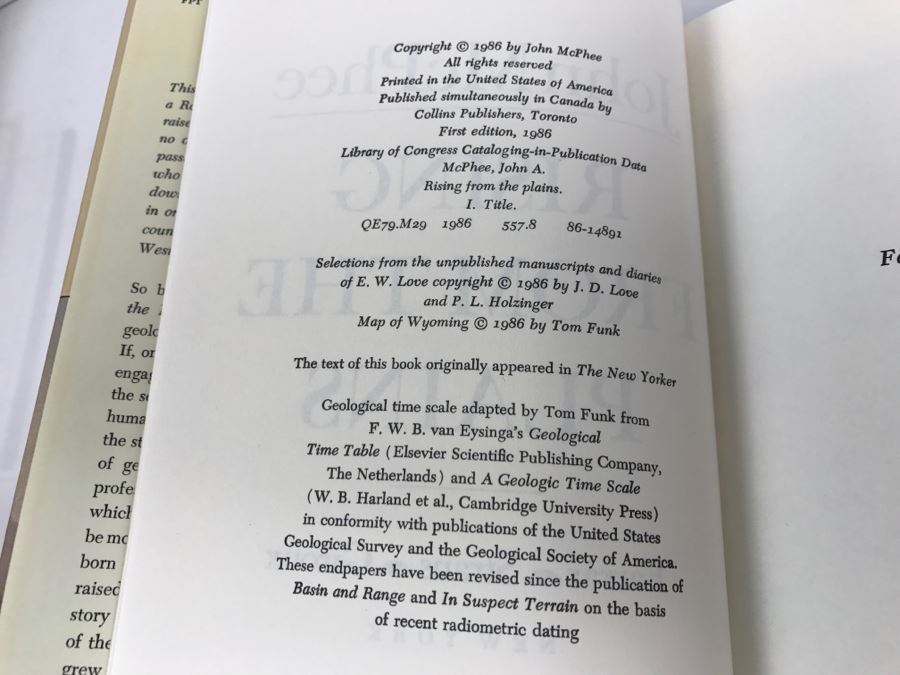 Hardcover Book 'Rising From The Plains' By John McPhee Handsigned And Personalized By John McPhee First Edition 1986 See Details [Photo 10]