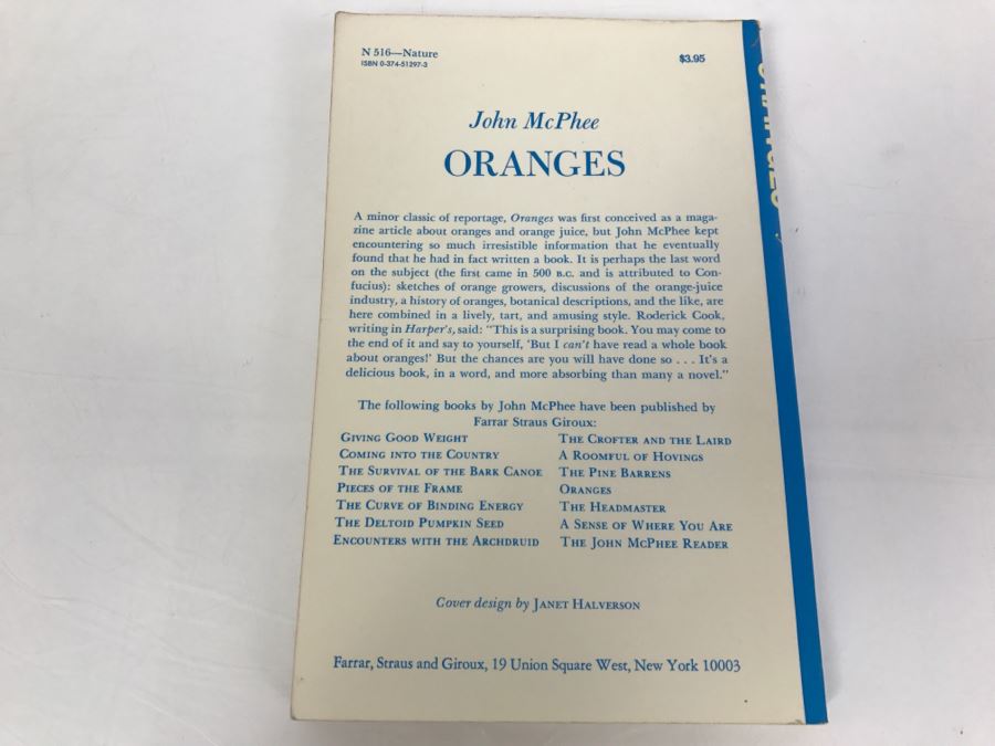Paperback Book 'Oranges' By John McPhee Eight Printing 1980 Handsigned