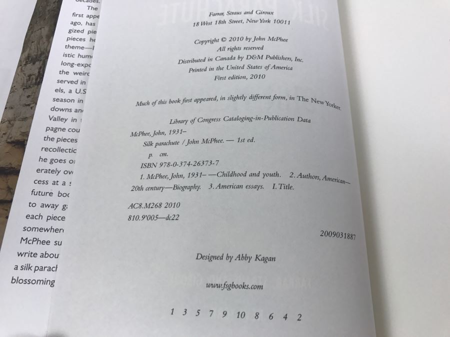 Hardcover Book 'Silk Parachute' By John McPhee Handsigned And Personalized By John McPhee See Details [Photo 9]