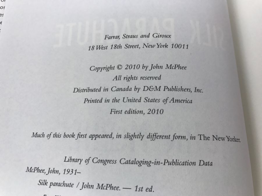 Hardcover Book 'Silk Parachute' By John McPhee Handsigned And Personalized By John McPhee See Details [Photo 10]