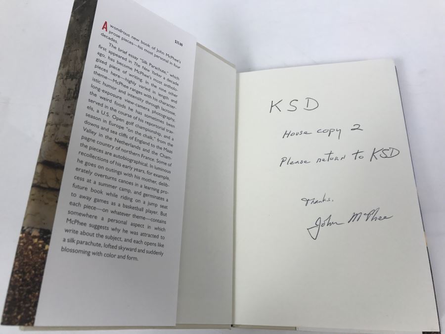 Hardcover Book 'Silk Parachute' By John McPhee Handsigned And Personalized By John McPhee See Details [Photo 1]