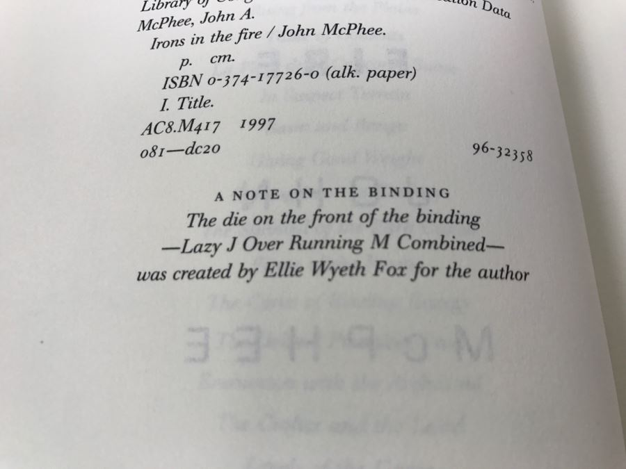 Hardcover Book 'Irons In The Fire' By John McPhee First Edition 1997 Handsigned, Sketch And Personalized By John McPhee See Details [Photo 12]