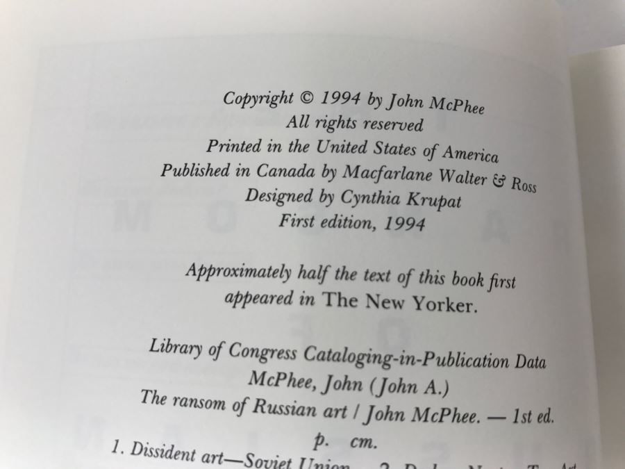 Hardcover Book 'The Ransom Of Russian Art' By John McPhee First Edition 1994 Personalized And Handsigned By John McPhee See Details [Photo 9]