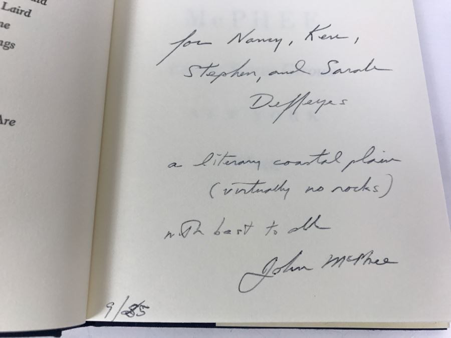 Hardcover Book 'Table Of Contents' By John McPhee First Printing 1985 Handsigned And Personalized By John McPhee See Details [Photo 8]